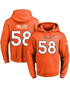 Broncos #58 Von Miller Orange Name & Number Pullover NFL Hoodie