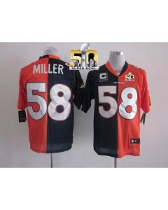 Broncos #58 Von Miller Orange/Navy Blue Super Bowl 50 Men's Stitched NFL Elite Split Jersey