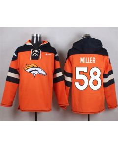 Broncos #58 Von Miller Orange Player Pullover NFL Hoodie