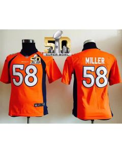 Broncos #58 Von Miller Orange Team Color Super Bowl 50 Youth Stitched NFL Elite Jersey