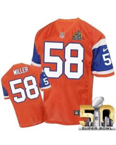 Broncos #58 Von Miller Orange Throwback Super Bowl 50 Men's Stitched NFL Elite Jersey