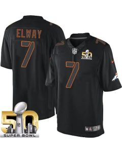 Broncos #7 John Elway Black Super Bowl 50 Men's Stitched NFL Impact Limited Jersey