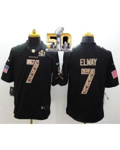 Broncos #7 John Elway Black Super Bowl 50 Men's Stitched NFL Limited Salute to Service Jersey