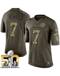 Broncos #7 John Elway Green Super Bowl 50 Youth Stitched NFL Limited Salute to Service Jersey