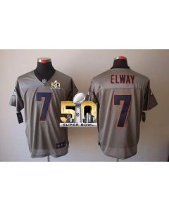 Broncos #7 John Elway Grey Shadow Super Bowl 50 Men's Stitched NFL Elite Jersey
