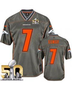 Broncos #7 John Elway Grey Super Bowl 50 Men's Stitched NFL Elite Vapor Jersey