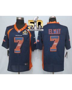 Broncos #7 John Elway Navy Blue Alternate Super Bowl 50 Men's Stitched NFL Limited Strobe Jersey