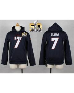 Broncos #7 John Elway Navy Blue Super Bowl 50 Youth Pullover NFL Hoodie