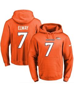 Broncos #7 John Elway Orange Name & Number Pullover NFL Hoodie