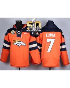 Broncos #7 John Elway Orange Super Bowl 50 Player Pullover NFL Hoodie