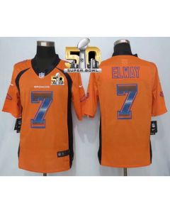 Broncos #7 John Elway Orange Team Color Super Bowl 50 Men's Stitched NFL Limited Strobe Jersey