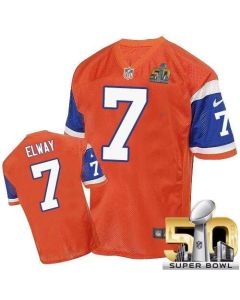 Broncos #7 John Elway Orange Throwback Super Bowl 50 Men's Stitched NFL Elite Jersey