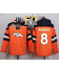 Broncos #8 Brandon McManus Orange Super Bowl 50 Player Pullover NFL Hoodie