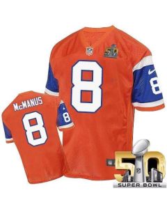 Broncos #8 Brandon McManus Orange Throwback Super Bowl 50 Men's Stitched NFL Elite Jersey