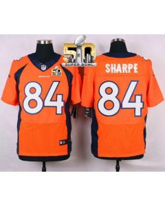 Broncos #84 Shannon Sharpe Orange Team Color Super Bowl 50 Men's Stitched NFL Elite Jersey