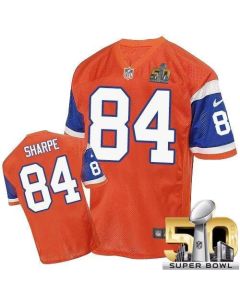 Broncos #84 Shannon Sharpe Orange Throwback Super Bowl 50 Men's Stitched NFL Elite Jersey
