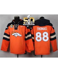 Broncos #88 Demaryius Thomas Orange Super Bowl 50 Player Pullover NFL Hoodie