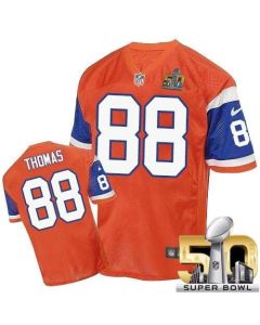 Broncos #88 Demaryius Thomas Orange Throwback Super Bowl 50 Men's Stitched NFL Elite Jersey