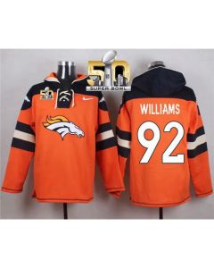 Broncos #92 Sylvester Williams Orange Super Bowl 50 Player Pullover NFL Hoodie