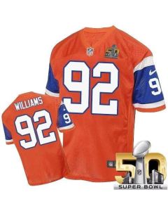 Broncos #92 Sylvester Williams Orange Throwback Super Bowl 50 Men's Stitched NFL Elite Jersey