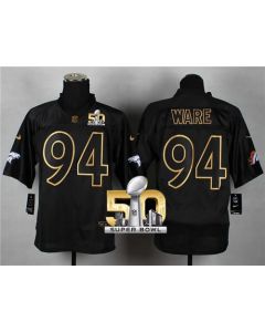 Broncos #94 DeMarcus Ware Black Gold No. Fashion Super Bowl 50 Men's Stitched NFL Elite Jersey