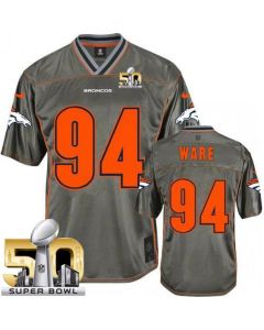 Broncos #94 DeMarcus Ware Grey Super Bowl 50 Men's Stitched NFL Elite Vapor Jersey