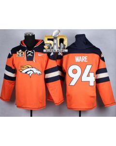 Broncos #94 DeMarcus Ware Orange Super Bowl 50 Player Pullover NFL Hoodie