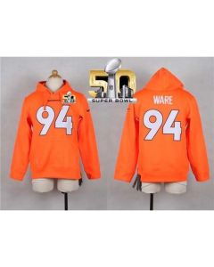 Broncos #94 DeMarcus Ware Orange Super Bowl 50 Youth Player NFL Hoodie