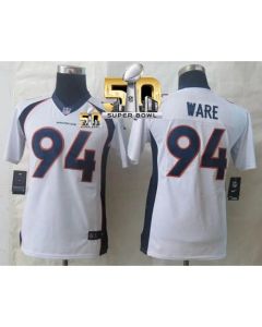 Broncos #94 DeMarcus Ware White Super Bowl 50 Youth Stitched NFL New Limited Jersey