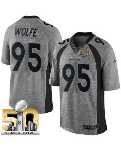 Broncos #95 Derek Wolfe Gray Super Bowl 50 Men's Stitched NFL Limited Gridiron Gray Jersey