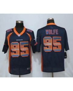 Broncos #95 Derek Wolfe Navy Blue Alternate Men's Stitched NFL Limited Strobe Jersey