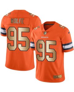 Broncos #95 Derek Wolfe Orange Men's Stitched NFL Limited Gold Rush Jersey