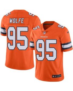 Broncos #95 Derek Wolfe Orange Men's Stitched NFL Limited Rush Jersey