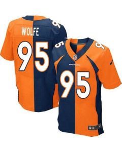 Broncos #95 Derek Wolfe Orange/Navy Blue Men's Stitched NFL Elite Split Jersey