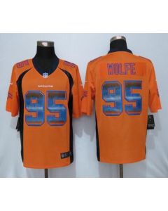 Broncos #95 Derek Wolfe Orange Team Color Men's Stitched NFL Limited Strobe Jersey