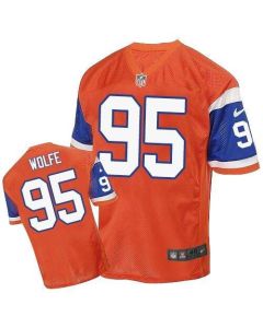 Broncos #95 Derek Wolfe Orange Throwback Men's Stitched NFL Elite Jersey