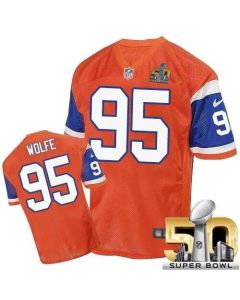 Broncos #95 Derek Wolfe Orange Throwback Super Bowl 50 Men's Stitched NFL Elite Jersey