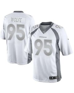 Broncos #95 Derek Wolfe White Men's Stitched NFL Limited Platinum Jersey