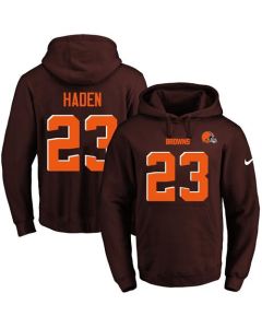 Browns #23 Joe Haden Brown Name & Number Pullover NFL Hoodie