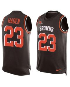 Browns #23 Joe Haden Brown Team Color Men's Stitched NFL Limited Tank Top Jersey
