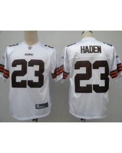 Browns #23 Joe Haden White Stitched Youth NFL Jersey