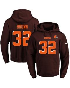 Browns #32 Jim Brown Brown Name & Number Pullover NFL Hoodie