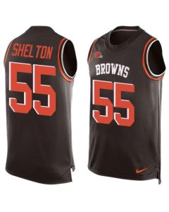 Browns #55 Danny Shelton Brown Team Color Men's Stitched NFL Limited Tank Top Jersey