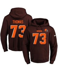Browns #73 Joe Thomas Brown Name & Number Pullover NFL Hoodie