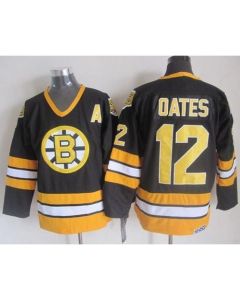 Bruins #12 Adam Oates Black/Yellow CCM Throwback Stitched NHL Jersey
