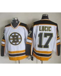 Bruins #17 Milan Lucic White/Black CCM Throwback Stitched NHL Jersey