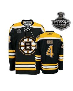 Bruins 2011 Stanley Cup Finals Patch #4 Bobby Orr Black Stitched Youth NHL Jersey