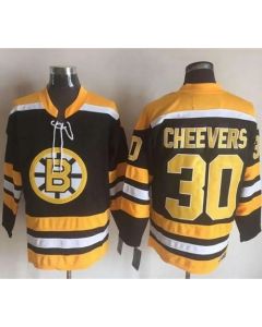 Bruins #30 Gerry Cheevers Black/Yellow CCM Throwback New Stitched NHL Jersey