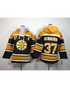 Bruins #37 Patrice Bergeron Black Sawyer Hooded Sweatshirt Stitched Youth NHL Jersey
