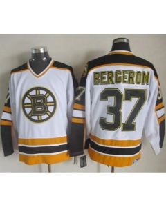 Bruins #37 Patrice Bergeron White/Black CCM Throwback Stitched NHL Jersey